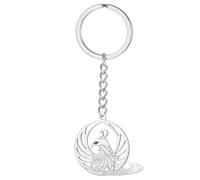 VASSAGO Phoenix - Llavero de acero inoxidable con diseño de pájaro mitológico, bolso de mano, mochila, accesorios de joyería, regalos, plata, Talla única