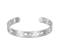 VASSAGO Pulsera ajustable de flor de loto pulsera de acero inoxidable con diseño de loto joyería floral bohemia regalo (plata)