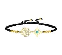 VASSAGO Pulsera Con Nudo De Brujas Pulsera Con Tetragrammaton Y Pentagrama Colgante De Turquesa Con Nudo Celta Nombre De Dios Cordón Trenzado Ajustable Protección Brujería Joyería Pagana