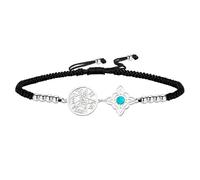 VASSAGO Pulsera Con Nudo De Brujas Pulsera Con Tetragrammaton Y Pentagrama Colgante De Turquesa Con Nudo Celta Nombre De Dios Cordón Trenzado Ajustable Protección Brujería Joyería Pagana