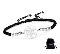 VASSAGO Pulsera Cúbica de Metatrón para Mujeres y Hombres, Geometría Sagrada, Sellos del Arcángel, Ángel, Ajustable, Cuentas de Color, Pulseras Trenzadas, Amuleto, Joyería de Acero Inoxidable, 0.9