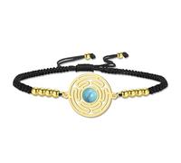 VASSAGO Pulsera de acero inoxidable con colgante de hécate ajustable hecha a mano con cuentas trenzadas de colores para mujeres y hombres Talla única (oro-cuerda negra)