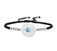VASSAGO Pulsera de acero inoxidable con colgante de hécate ajustable hecha a mano con cuentas trenzadas de colores para mujeres y hombres Talla única (plata-cuerda negra)