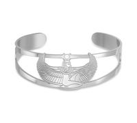 VASSAGO Pulsera de diosa egipcia para mujeres y hombres pulsera de acero inoxidable con símbolo del antiguo Egipto amuleto protección mitología joyería regalos (Plata)