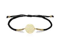 VASSAGO Pulsera de flor de la vida para mujer, ajustable, hecha a mano, trenzada, estilo geométrico, hueco, cuerda colorida con cuentas, talla única, Acero inoxidable, No es una piedra preciosa