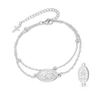 VASSAGO Pulsera de la Virgen María para Hombre y Mujer, Doble Cara, Pulsera de Rosario Virgen de Guadalupe, Medalla, Hecha a Mano, Cuerda Trenzada, Joyería Católica Cristiana Religiosa para Regalo