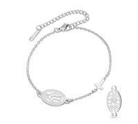 VASSAGO Pulsera de la Virgen María para Hombre y Mujer, Doble Cara, Pulsera de Rosario Virgen de Guadalupe, Medalla Hecha a Mano con Cuerda Trenzada, Joyería Católica Cristiana Religiosa para Regalo
