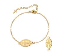 VASSAGO Pulsera de la Virgen María para mujeres y hombres, rosario de doble cara, medalla milagrosa, hecha a mano, cuerda trenzada católica, cristiana, religiosa, regalo, Adjustable, Acero inoxidable