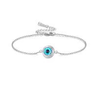 VASSAGO Pulsera de Mal de Ojo para Mujeres Azul Amuleto de Mal de Ojo Pulseras de Eslabones Ajustables Acero Inoxidable Delicada Turca de la Suerte Protección Pulseras Joyería Regalo para Hombres Ella