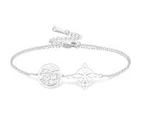 VASSAGO Pulsera de nudo de bruja Tetragrammaton Pentagrama Pulsera Celta Nudo Colgante Nombre de Dios Cuerda Trenzada Ajustable Protección Brujería Joyería Pagana para Mujer y Hombre (Plata 1)