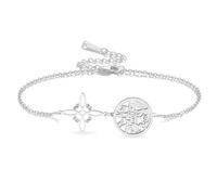 VASSAGO Pulsera de nudo de bruja Tetragrammaton Pentagrama Pulsera Celta Nudo Colgante Nombre de Dios Cuerda Trenzada Ajustable Protección Brujería Joyería Pagana para Mujer y Hombre (Plata 2)