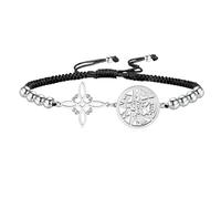 VASSAGO Pulsera de nudo de bruja Tetragrammaton Pentagrama Pulsera Celta Nudo Colgante Nombre de Dios Cuerda Trenzada Ajustable Protección Brujería Joyería Pagana para Mujer y Hombre (S-B string2)