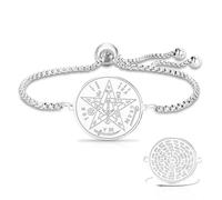 VASSAGO Pulsera de nudo de bruja Tetragrammaton Pentagrama Pulsera Nudo Bruja Colgante de Nudo Celta Ajustable Protección Brujería Joyería Pagana para Mujeres y Hombres, talla única, Acero inoxidable