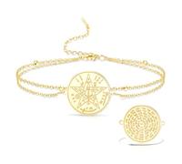 VASSAGO Pulsera de nudo de bruja Tetragrammaton Pentagrama Pulsera Nudo Bruja Colgante de Nudo Celta Ajustable Protección Brujería Joyería Pagana para Mujeres y Hombres, talla única, Acero inoxidable