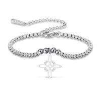 VASSAGO Pulsera de nudo de bruja Tetragrammaton Pentagrama Pulsera Nudo Bruja Colgante de Nudo Celta Ajustable Protección Brujería Joyería Pagana para Mujeres y Hombres, talla única, Acero inoxidable