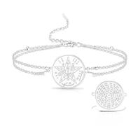 VASSAGO Pulsera de nudo de bruja Tetragrammaton Pentagrama Pulsera Nudo Bruja Colgante de Nudo Celta Ajustable Protección Brujería Joyería Pagana para Mujeres y Hombres, talla única, Acero inoxidable