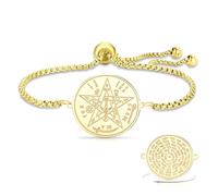 VASSAGO Pulsera de nudo de bruja Tetragrammaton Pentagrama Pulsera Nudo Bruja Colgante de Nudo Celta Ajustable Protección Brujería Joyería Pagana para Mujeres y Hombres, talla única, Acero inoxidable