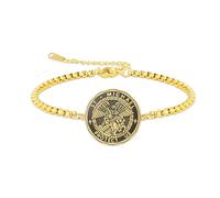 VASSAGO Pulsera de San Miguel de acero inoxidable, amuleto de protección católico de San Miguel, joyería ajustable, cuerda trenzada y cadena de caja, regalo religioso para hombres y mujeres, One Size