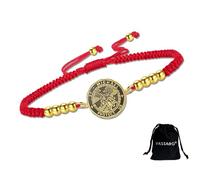 VASSAGO Pulsera de San Miguel de acero inoxidable, amuleto de protección católico de San Miguel, joyería ajustable, cuerda trenzada y cadena de caja, regalo religioso para hombres y mujeres, One Size