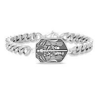 VASSAGO Pulsera de San Miguel para hombres y mujeres, de acero inoxidable, colgante de San Miguel Arcángel, medallón de protección, medalla de protección católica, joyería religiosa, Acero inoxidable