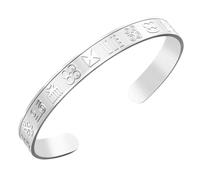 VASSAGO Pulsera de Símbolo Africano de Adinkra para Mujeres y Hombres Ajustable para Mujer y hombre Brazalete de Gye Nyame Duafe Minimalista bohemio Tribal étnico regalo (plata)