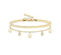 VASSAGO Pulsera de trébol de acero inoxidable para mujer, pulsera de trébol de cuatro hojas, pulseras de trébol de eslabones de la suerte, joyería de moda para mujer, talla única, Acero inoxidable, No