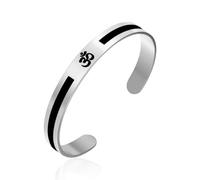 VASSAGO Pulsera de yoga y meditación Om de acero inoxidable, con símbolo sagrado espiritual hindú, regalo para mujeres, hombres, amantes del yoga, Adjustable, Acero inoxidable, Sin piedra preciosa