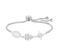 VASSAGO Pulsera Deslizante de Triple Protección Pulsera con cruz de Caravaca Nudo de Brujas y San Benito Joyería con Amuleto de Protección Religiosa para Mujeres (plata)