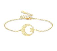 VASSAGO Pulsera Islámica Ayatul Kursi con Luna Creciente y Estrella Cuerda Trenzada Ajustable árabe Musulmán Caligrafía Alá joyería para Mujeres y Hombres Regalo de Ramadán