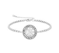 VASSAGO Pulsera Viking Compass para hombre y mujer: pulsera protectora ajustable de cordón trenzado de acero inoxidable con amuleto rúnico nórdico Vegvisir (Cadena tipo caja plateada 2)