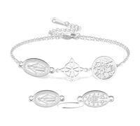 VASSAGO Pulsera Virgen María Nudo de Bruja Tetragrama Pentagrama Pulsera Nudo Celta Colgante Protección Triple Hechicería Amuleto Pagano Joyería Cristiana para Mujeres y Hombres, Einstellbar, Acero