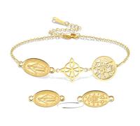VASSAGO Pulsera Virgo María Brujas Nudo Tetragrama Pentagrama Pulsera Nudo Celta Colgante Triple Protección Brujería Heid Nisches Amuleto Christian Jewerly para Mujeres Hombres, Einstellbar, Acero