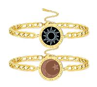 VASSAGO Pulseras a juego con sol y luna para parejas, pulsera de amistad de acero inoxidable, regalo para él y ella, talla única, Acero inoxidable, No es una piedra preciosa