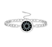 VASSAGO Pulseras a juego con sol y luna para parejas, pulsera de amistad de acero inoxidable, regalo para él y ella, Talla única, Acero inoxidable, No es una piedra preciosa