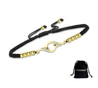 VASSAGO Rise From the Ashes - Pulsera de acero inoxidable con dije de pájaro de fuego ajustable cuerda trenzada símbolo de suerte y renovación regalo de cumpleaños para mujeres (oro-negro cordón)