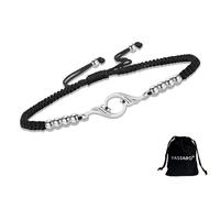 VASSAGO Rise From the Ashes - Pulsera de acero inoxidable con dije de pájaro de fuego ajustable cuerda trenzada símbolo de suerte y renovación regalo de cumpleaños para mujeres (plata-negro cordón)