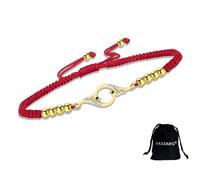 VASSAGO Rise From the Ashes - Pulsera de acero inoxidable con dije de pájaro de fuego ajustable cuerda trenzada símbolo de suerte y renovación regalo de cumpleaños para mujeres (oro-rojo cordón)