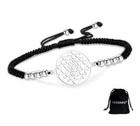 VASSAGO Sri Yantra Pulsera de chakra para mujeres y hombres hecha a mano ajustablecuerda trenzada Yantra geometría sagrada símbolo del hinduismo amuleto yoga meditación (Cuerda S-B)