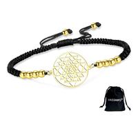 VASSAGO Sri Yantra Pulsera de chakra para mujeres y hombres hecha a mano ajustablecuerda trenzada Yantra geometría sagrada símbolo del hinduismo amuleto yoga meditación (Cuerda G-B)