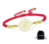 VASSAGO Sri Yantra Pulsera de chakra para mujeres y hombres hecha a mano ajustablecuerda trenzada Yantra geometría sagrada símbolo del hinduismo amuleto yoga meditación (Cuerda G-R)