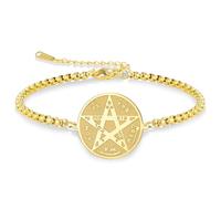 VASSAGO Tetragrammaton pulsera de acero inoxidable sello mágico pentagrama colgante hebreo nombre de Dios encanto wicca amuleto joyas para hombres mujeres (oro 2)