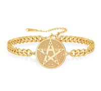VASSAGO Tetragrammaton pulsera de acero inoxidable sello mágico pentagrama colgante hebreo nombre de Dios encanto wicca amuleto joyas para hombres mujeres (oro)