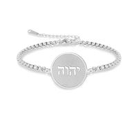 VASSAGO YHVH YHWH - Pulsera de Jehová para hombres y mujeres, de acero inoxidable, con nombre hebreo de Dios, amuleto de tetragrammatón, joyería judía, talla única, Acero inoxidable, No es una piedra