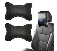 Vast 2 Piezas Almohada Cuello del Coche, Almohada para el Cuello de Cuero PU, Suave Transpirable Almohada Cervical Coche, para el Reposacabezas del Asiento de Coche(Negro)