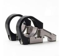 Vástago de montaje directo con abrazadera de manillar de 35 mm de diámetro para descenso para horquilla de doble corona, bicicletas de montaña, aluminio mecanizado CNC (negro-plateado)