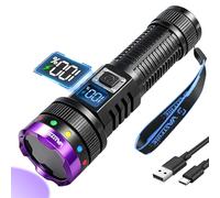 VASTFIRE Linterna UV de 365 nm recargable con lente de filtro, linterna ultravioleta de 30 W con pantalla LCD, luz negra UV fuerte para buscador de pelotas de golf, curado de resina, detección de