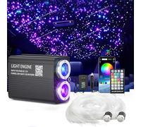 VASTFIRE Luz de fibra óptica de 32 W, 1300 piezas, 10 pies, doble puerto, LED de doble color, luz de fibra óptica, aplicación, control remoto, estrella fugaz blanca, para coche, hogar, fiesta