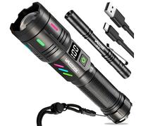 VASTFIRE Rechargeable Flashlights High Lumens, Super Bright LED Flashlight with LCD Display, USB Long Lasting High Powered Handheld Flash Light for Camping Hiking Emergency