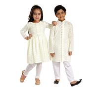 VASTRAMAY - Conjunto de ropa de algodón sólido para niña, amarillo y blanco, Boy's (9-10 ans) / Girl's (5-6 ans)