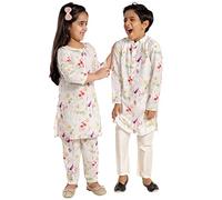 VASTRAMAY - Conjunto de ropa de algodón sólido para niña, Multicolor (Base Cream), Boy's (2-3 ans) / Girl's (4-5 ans)